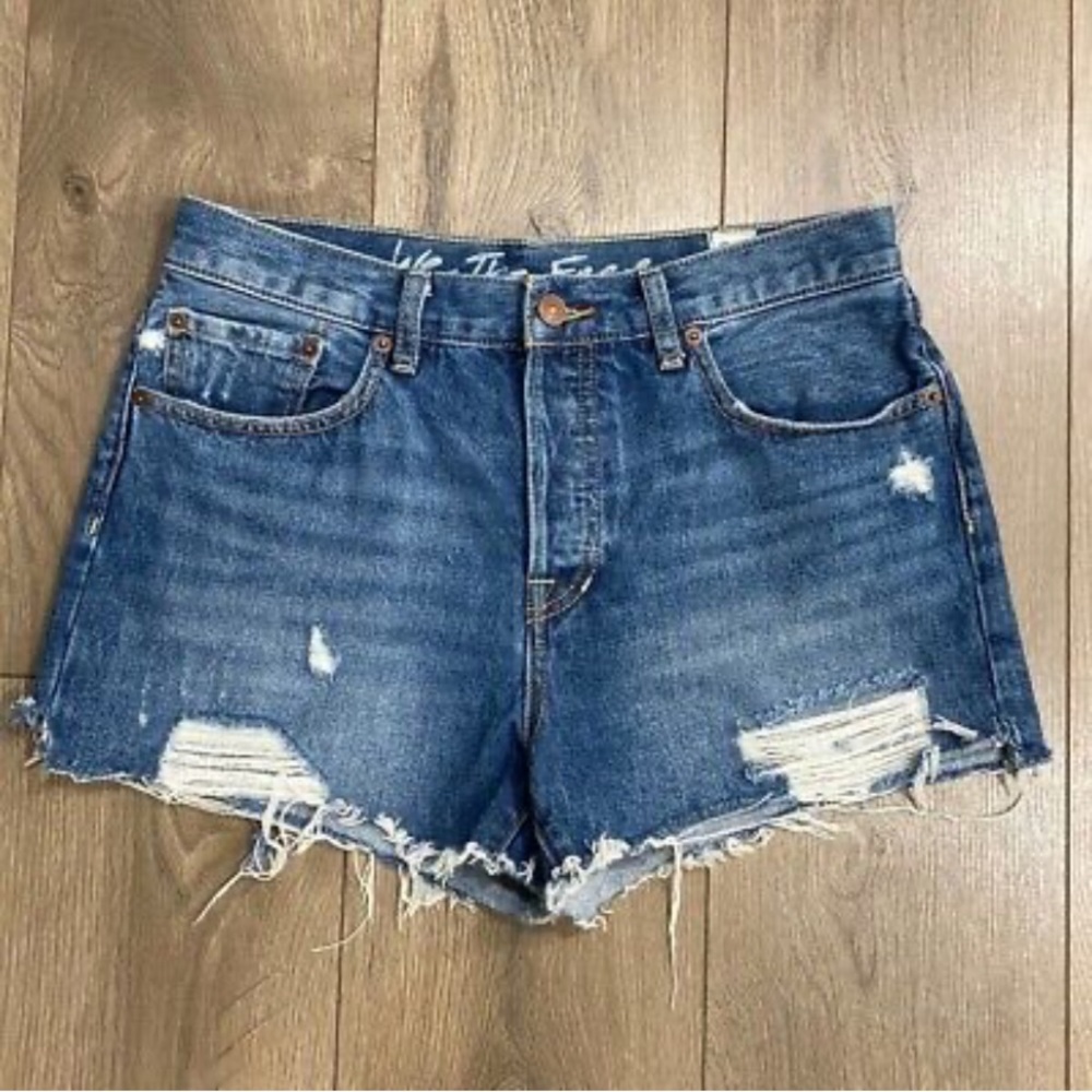 Free People distressed high rise cutoff denim shorts